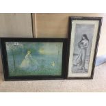 TWO FRAMED AND GLAZED PRINTS - MARY GOLD LOVE PLOTTERS A SPRING REVERIE AND WONDERS A SHORE