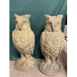 A PAIR OF CONCRETE OWLS 73 CM HIGH