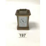 A SMALL MATTHEW NORMAN OF LONDON CARRIAGE CLOCK, THE ENAMEL DIAL WITH ROMAN NUMERALS DENOTING HOURS,