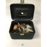 A LARGE JEWELLERY BOX FULL OF COSTUME JEWELLERY