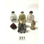 MIXED ITEMS INCLUDING PERFUME BOTTLES AND NETSUKE