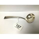 A GEORGE III SILVER SAUCE LADLE, HALLMARKED LONDON 1803 BY CHRISTOPHER & THOMAS WILKES BARKER, 44G