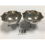 A PAIR OF 800 SILVER CIRCULAR SWEETMEAT DISHES WITH LOBED BORDERS 87 GRAMS