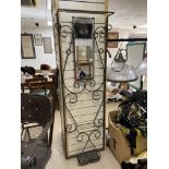 A RETRO BLACK METAL HALL STAND WITH MIRROR