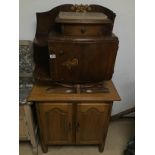 A OAK BEDSIDE CHEST WITH A MARBLE TOP AND A FRENCH OAK CUPBOARD