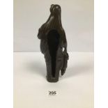 A 19TH CENTURY BRONZE OF A CLASSICAL FEMALE FIGURE, FORMERLY A FURNITURE MOUNT, 29.5CM HIGH