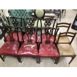 SIX VINTAGE CHAIRS AND TWO OAK COUNTRY CHAIRS