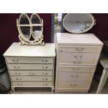 A OLYMPUS FIVE DRAWER CHEST WITH A SIX DRAWER CHEST AND A TRIPLE MIRROR