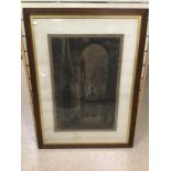 A FRAMED AND GLAZED EARLY ETCHING DATED 1889 BY ALEX HAIG 77 X 104 CMS