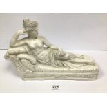 A GIANNETTI, A RESIN FIGURE OF A CLASSICAL RECLINING NUDE, 38CM LONG