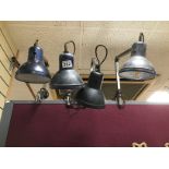 FOUR VINTAGE INDUSTRIAL METAL ANGLEPOISE LAMPS