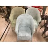 THREE VINTAGE LLOYD LOOM WICKER CHAIRS LABEL ON THE BACK