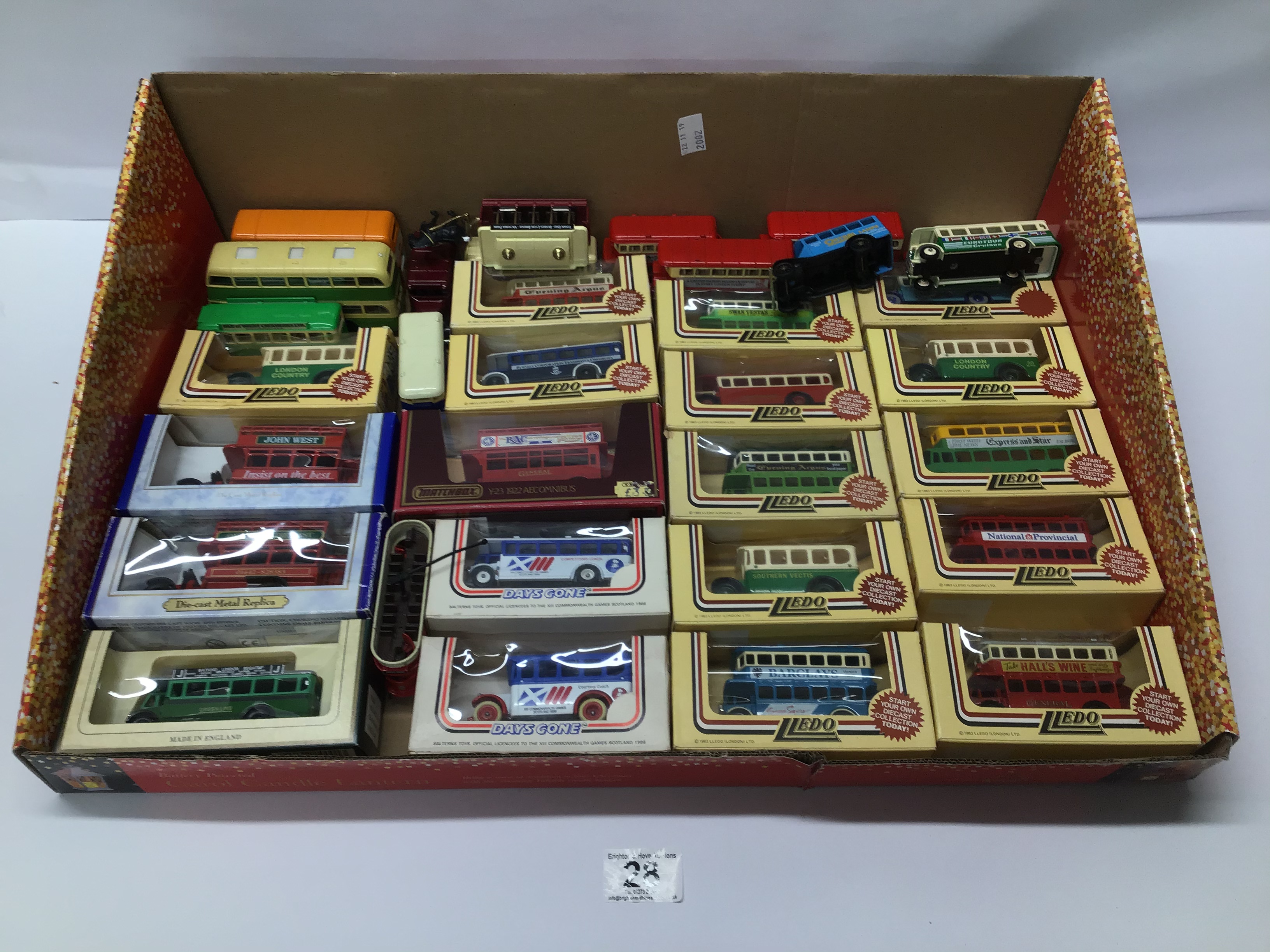 COLLECTION OF MAINLY BOXED TOY BUSES ,LLEDO AND DAYS GONE