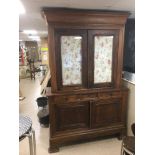 A LARGE 19TH CENTURY FRENCH IN GLAZED CUPBOARD / CABINET IN OAK 2005 X 51 X 146 CM