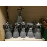 A COLLECTION OF ELEVEN METAL/INDUSTRIAL WALL/SPOTLIGHTS