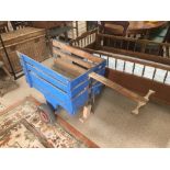 A VINTAGE FRENCH PAINTED BLUE CART