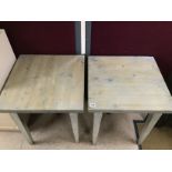 TWO WOODEN PINE TABLES BOTH 65 X 65 X 78 CMS