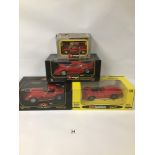 THREE BOXED BBURAGO VEHICLES, COMPRISING FERRARI F40 AND 250 GTO, BOTH 1/18 SCALE, FERRARI GTO RALLY