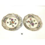 TWO HAND PAINTED CONTINENTAL RIBBON PLATES ONE A/F