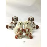 A COLLECTION OF STAFFORDSHIRE DOGS LARGEST INCLUDING HANLEY ENGLAND