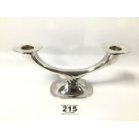 A GERMAN WMF SILVER PLATE TWO SCONCE CANDELABRA, 21CM WIDE BY 10CM HIGH