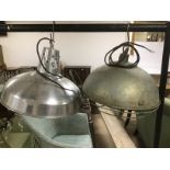 TWO INDUSTRIAL GALVANISED LIGHTSHADES