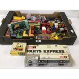 A LARGE COLLECTION OF DIE CAST MODEL VEHICLES, INCLUDING EXAMPLES BY DINKY, LESNEY, MATCHBOX AND