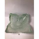 A LARGE ART GLASS CENTER PIECE BOWL OF SQUARE FORM, 52CM ACROSS