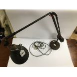 A VINTAGE BLACK INDUSTRIAL WEIGHTED ANGLEPOISE LAMP