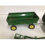 A JOHN DEERE 5020 DIESEL TRACTOR BY ERTL CO OF IOWA, USA, TOGETHER WITH A MATCHING TRAILER