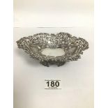 A VICTORIAN SILVER PIERCED AND EMBOSSED OVAL BON BON DISH, HALLMARKED LONDON 1894 BY CHARLES