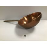 A LARGE COPPER SAUCE LADLE, 46CM LONG