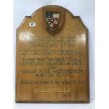 A LARGE WOODEN PLAQUE REV JAMES STEWART, CHAPLAIN TO HM FORCES 1858-1870