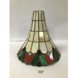 A STAINED GLASS TIFFANY STYLE LIGHT SHADE, 31.5CM HIGH