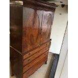 A GEORGIAN MAHOGANY WARDROBE/CHEST WITH INLAID DETAILING THROUGHOUT, APPROX 219CM HIGH BY 126CM WIDE