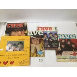 FOUR 1960'S RAVE MAGAZINES, ALL RELATING TO THE BEATLES, TOGETHER WITH 'POSTCARD ALBUM FROM THE