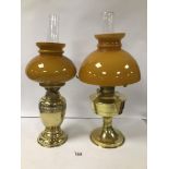 TWO LATE 19TH/EARLY 20TH CENTURY BRASS OIL LAMPS, ONE BEING AN ALADDIN NO 23, MADE IN ENGLAND