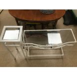 THREE METAL TWO WITH GLASS SIDE TABLES