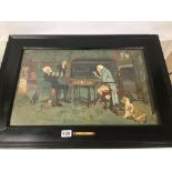 CECIL ALDIN, A SIGNED PRINT OF A TRADITIONAL GENTLEMANS GAMES ROOM WITH MEN PLAYING CHESS, TITLED '