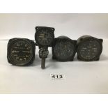 FOUR 20TH CENTURY DIALS OFF MILITARY AIRCRAFT, INCLUDING GENERAL ELECTRIC TYPE DJ-4 FLAP