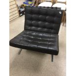 A BROWN LEATHER AND CHROME BARCELONA CHAIR