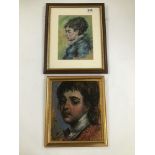 THOMAS O'DONNELL, TWO PORTRAITS OF YOUNG BOYS, ONE ORIGINAL PASTEL FRAMED AND GLAZED, THE OTHER AN