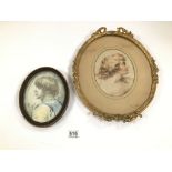 THOMAS O'DONNELL (BRITISH 20TH CENTURY) TWO OVAL FRAMED PORTRAIT STUDIES, THE LARGEST BEING 38CM