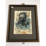 THOMAS O'DONNELL A FRAMED INK AND WATERCOLOUR OF A CHINESE GENTLEMAN, H48CM X W38CM