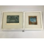 TWO PRINTS ONE BY KIM GLASS 2/30 AND A MONOPRINT BY MARGARET ECCLESTON LARGEST 27 X 32 CMS