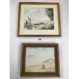 STOCKTON-SMITH (20TH CENTURY) A FRAMED AND GLAZED IMPRESSIONIST WATERCOLOUR SKETCH OF A WOMAN AND