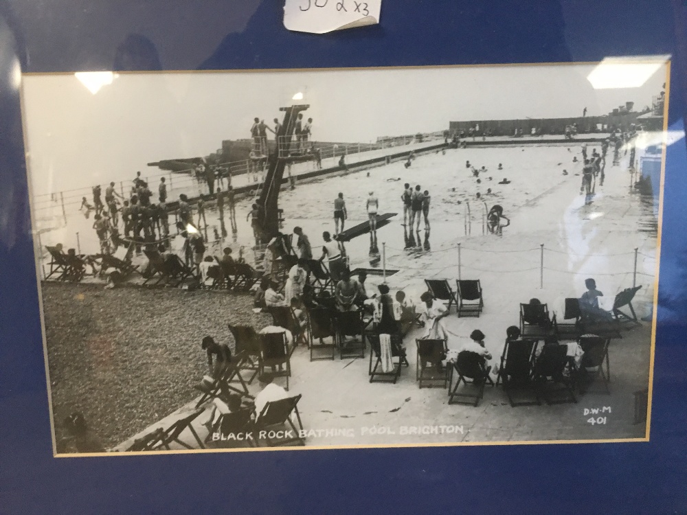 TWO VINTAGE FRAMED AND GLAZED PHOTOGRAPHS OF BRIGHTON INCLUDING BLACK ROCK BATHING POOL AND THE - Image 2 of 3