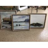 WENDY PRELLWITZ (20TH CENTURY) TWO FRAMED OILS ON BOARD ENTITLED 'EBB TIDE' AND 'FLOW TIDE' TOGETHER