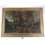 A FRAMED OIL ON BOARD WOODLAND SCENE SIGNED J BERK 51CM BY 72CM