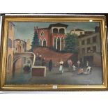 A FRAMED OIL ON CANVAS OF A VENETIAN SCENE SIGNED E J SPALDING 73CM BY 103CM